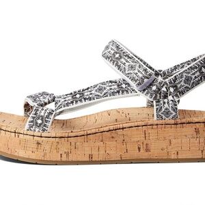 Born Black and White patterned fabric Strap Sandals.